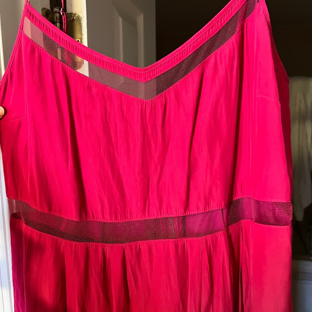 Elizabeth and James hot pink silk slip dress